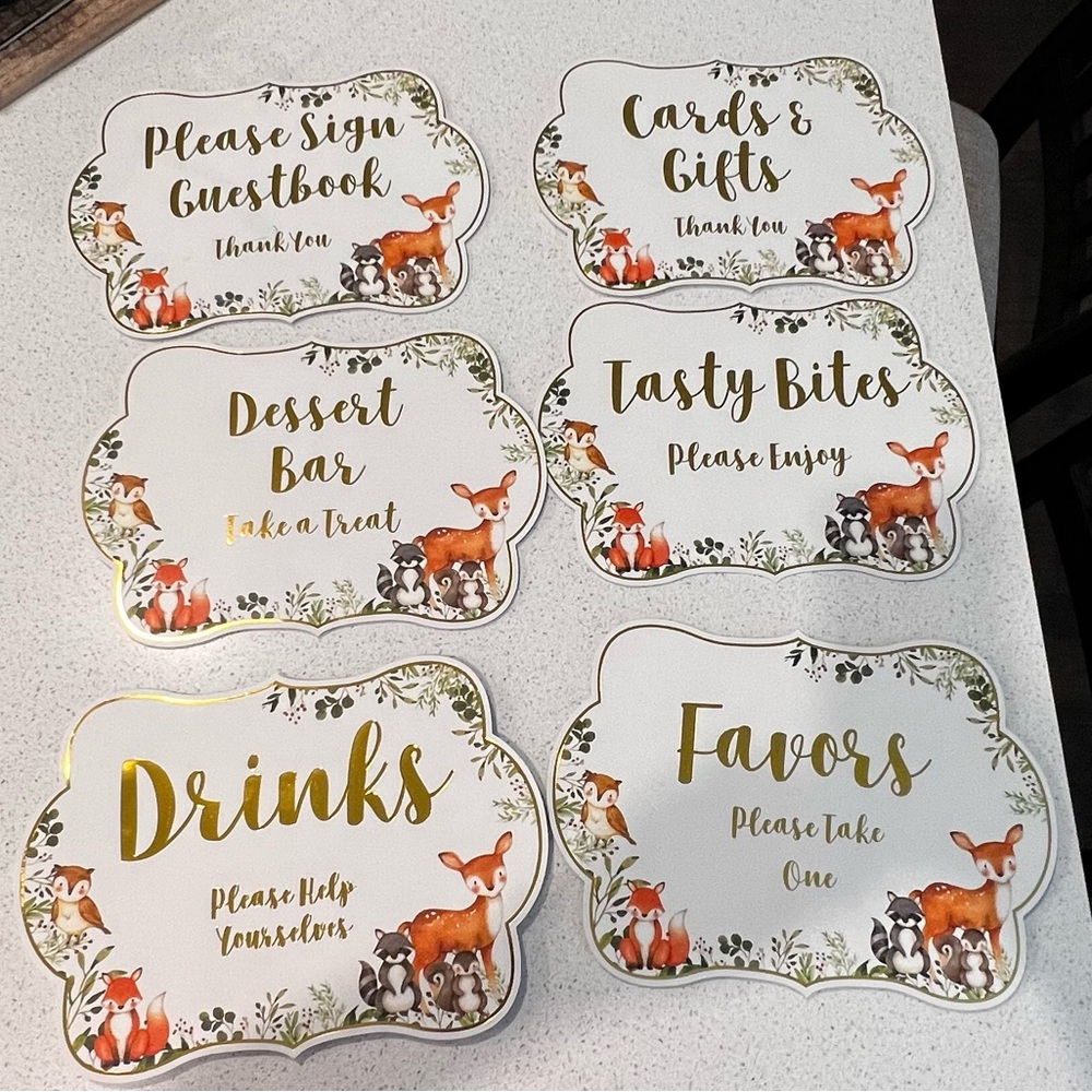 Kate Aspen Baby Shower Signs and Advice Cards Woodland Animals